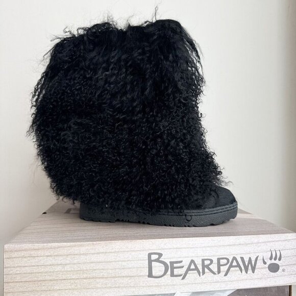 Bearpaw Boetis II Curly Mongolian Lamb  Sheep fur Winter Boots Black 6 - Picture 4 of 9